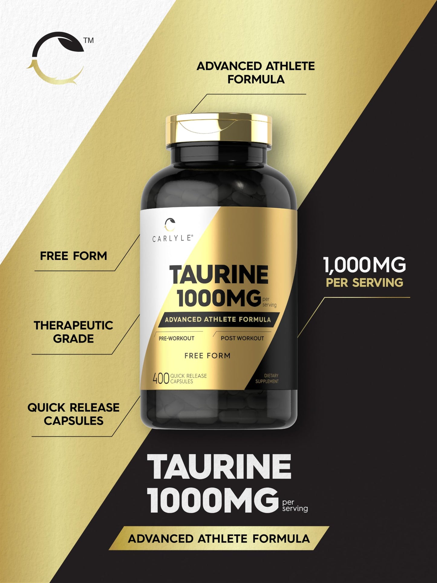 Carlyle Taurine 1000mg Capsules, 400 Capsules
