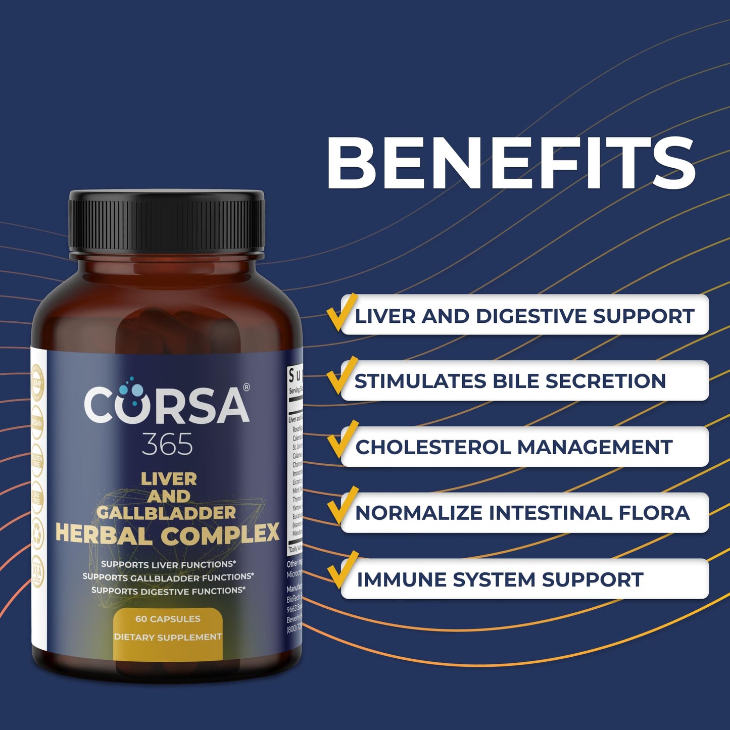 CORSA365 Liver Health and Gallbladder Support Formula Capsule, 60 Capsules