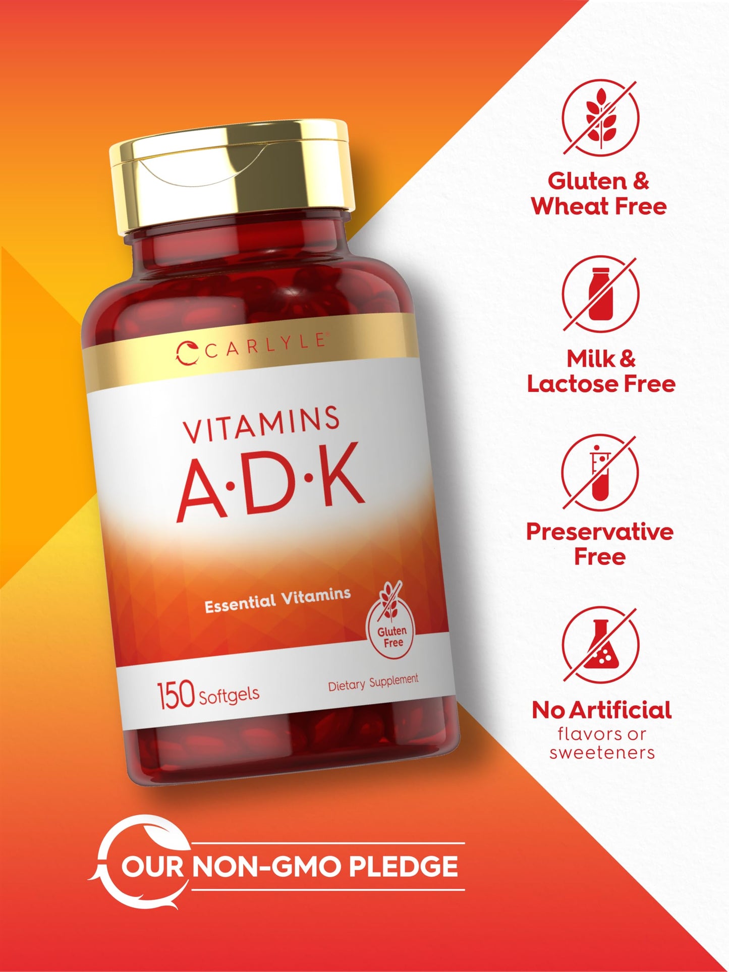 Carlyle Vitamin ADK Supplement Softgels, 150 Count