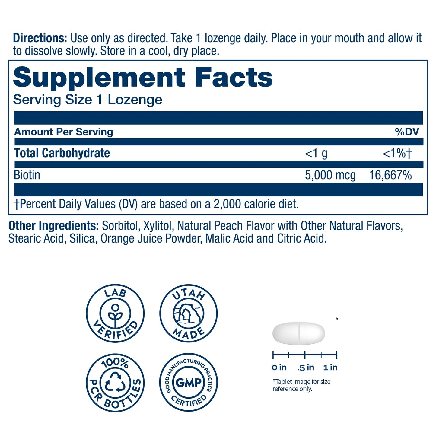 SOLARAY Biotin Supplement 5000 mcg Lozenges 60