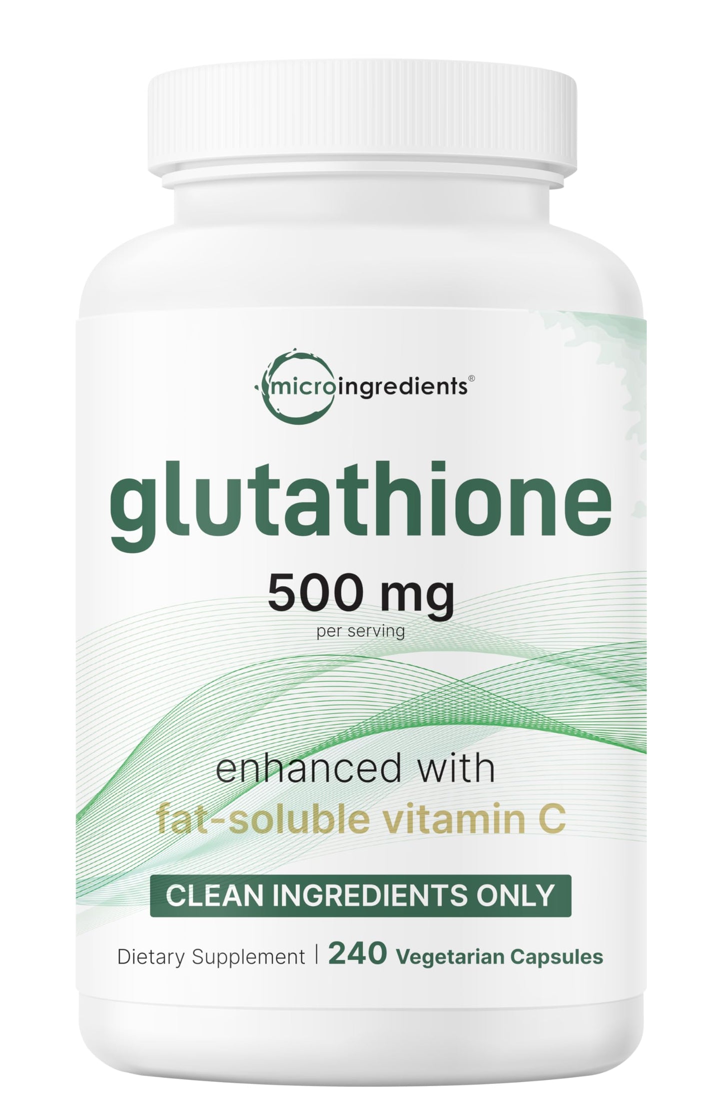 Micro Ingredients Glutathione 500mg with 100mg Vitamin C Capsule, 240 Count