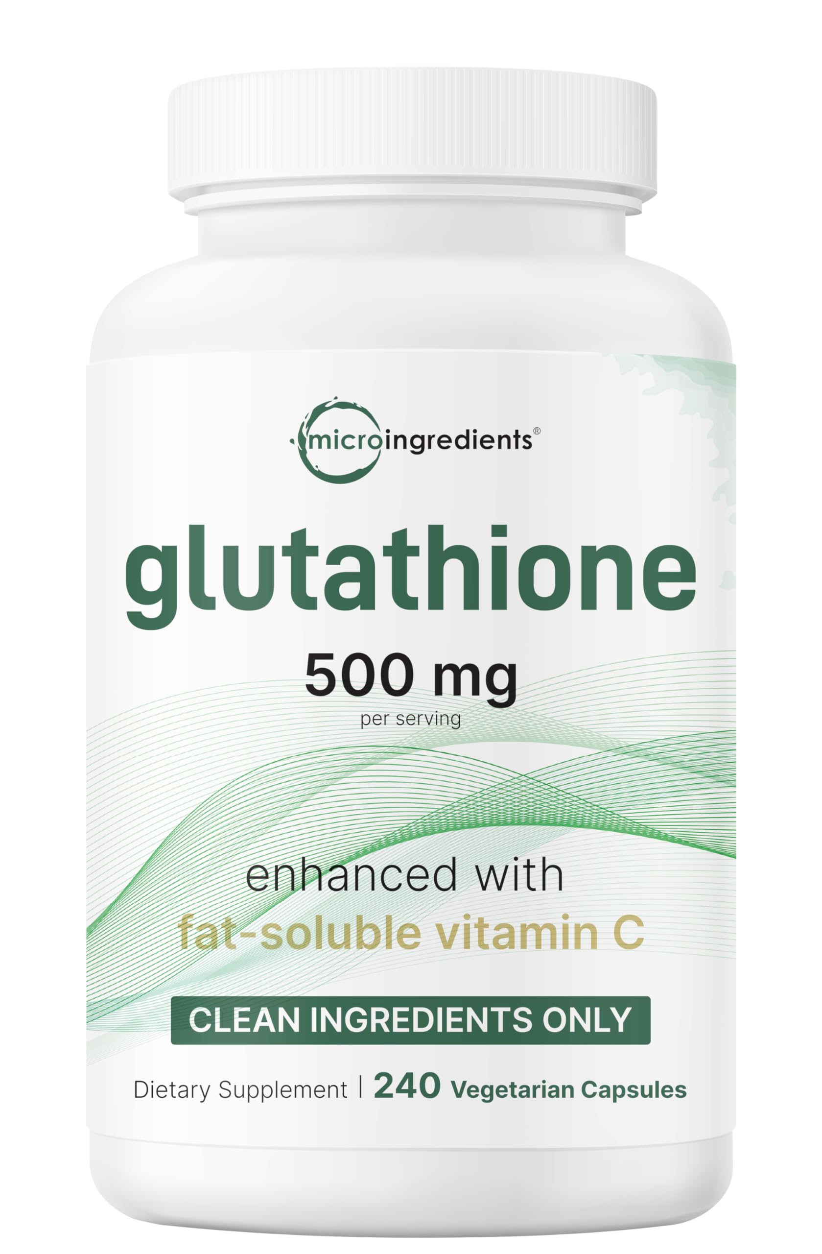 Micro Ingredients Glutathione 500mg with 100mg Vitamin C Capsule, 240 Count