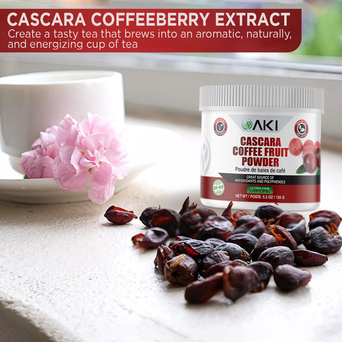 AKI ORGANIC Cascara Coffee Fruit Extract Powder 5.3 Ounce