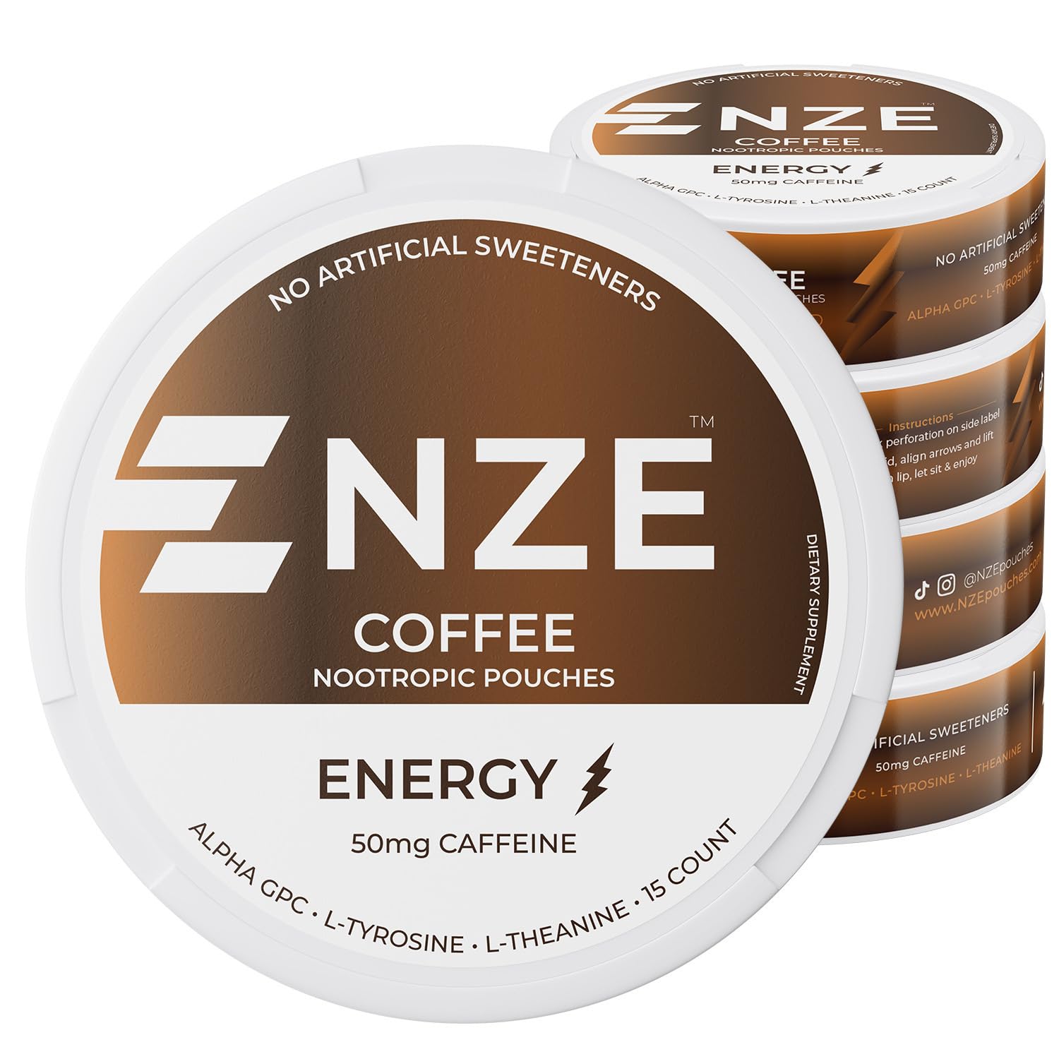 NZE Caffeine Nootropic Caplets, 5 Caplets