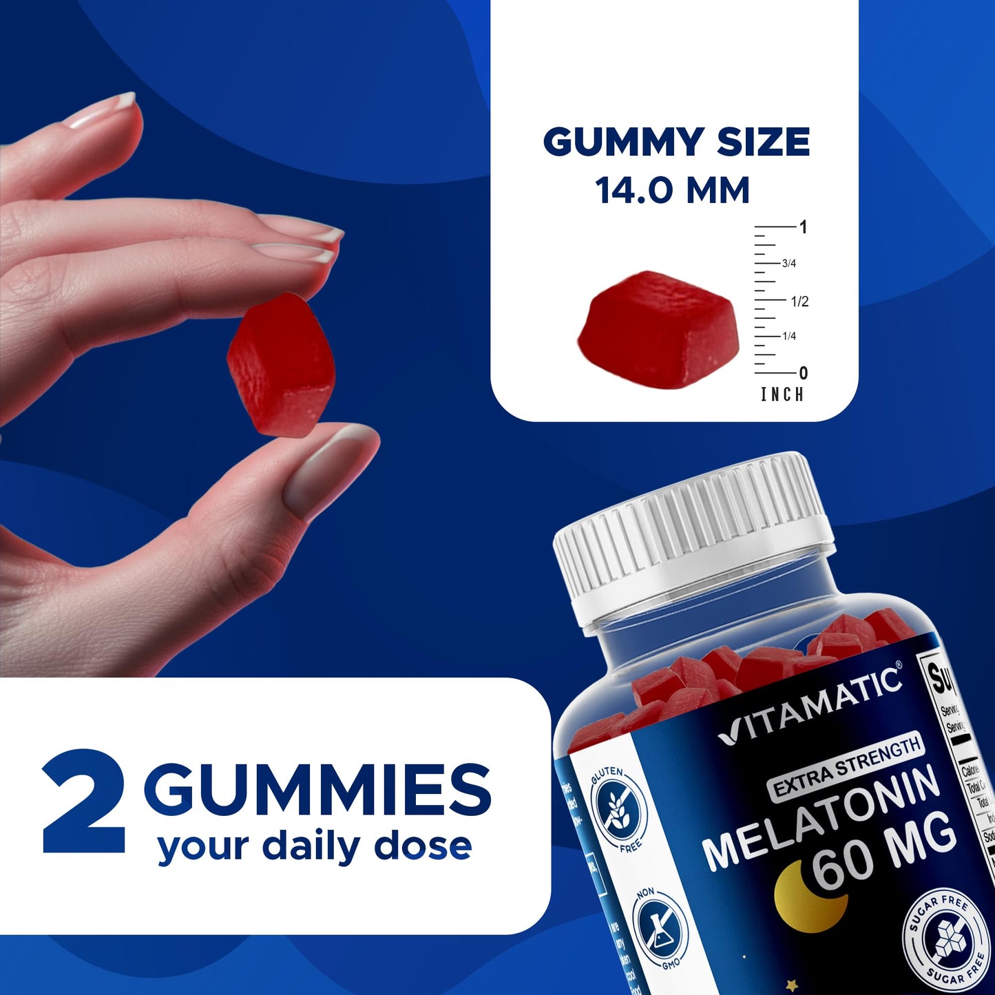 Vitamatic Sugar Free Melatonin Gummies 60 Count