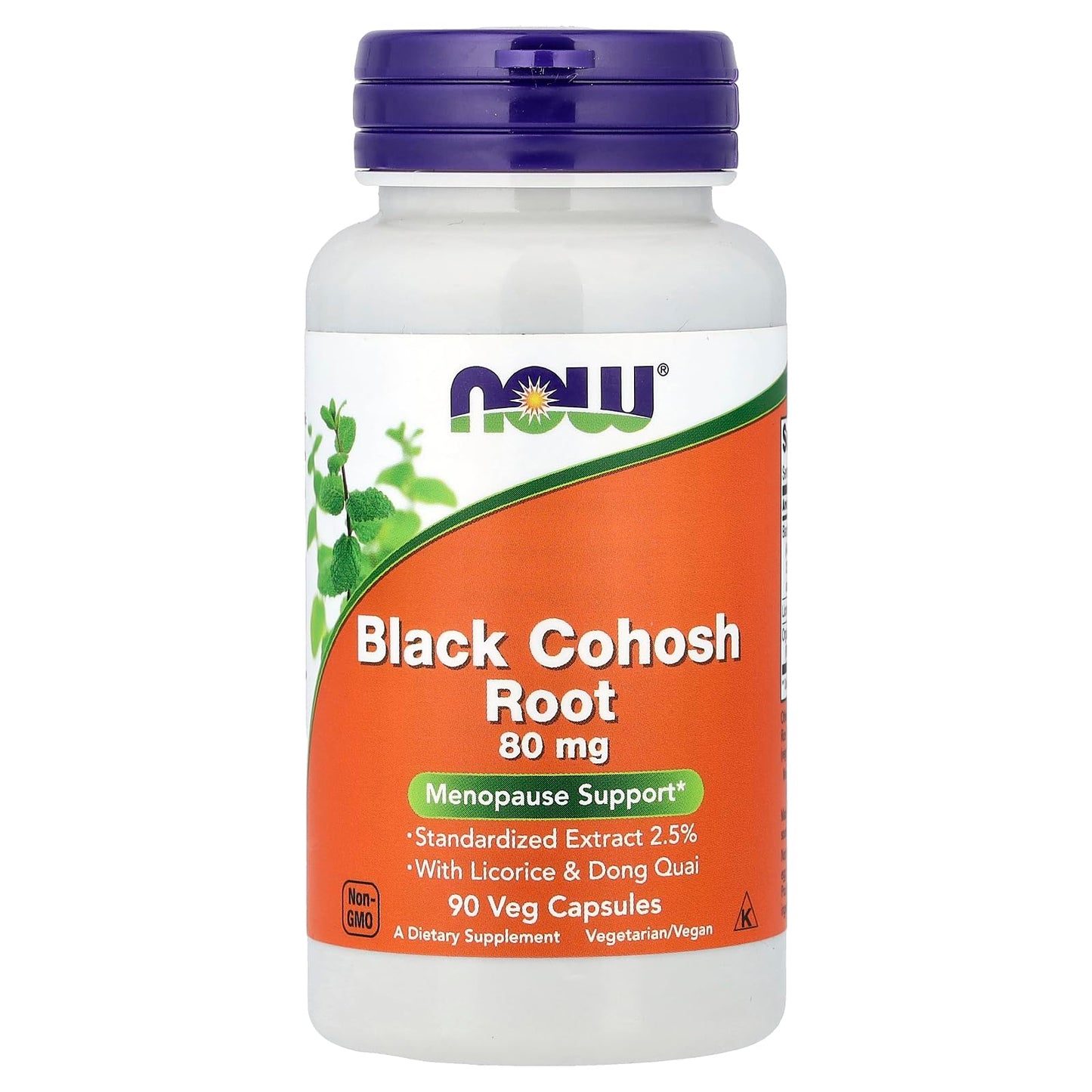 NOW Foods Black Cohosh 80 mg Capsule, 90 Count