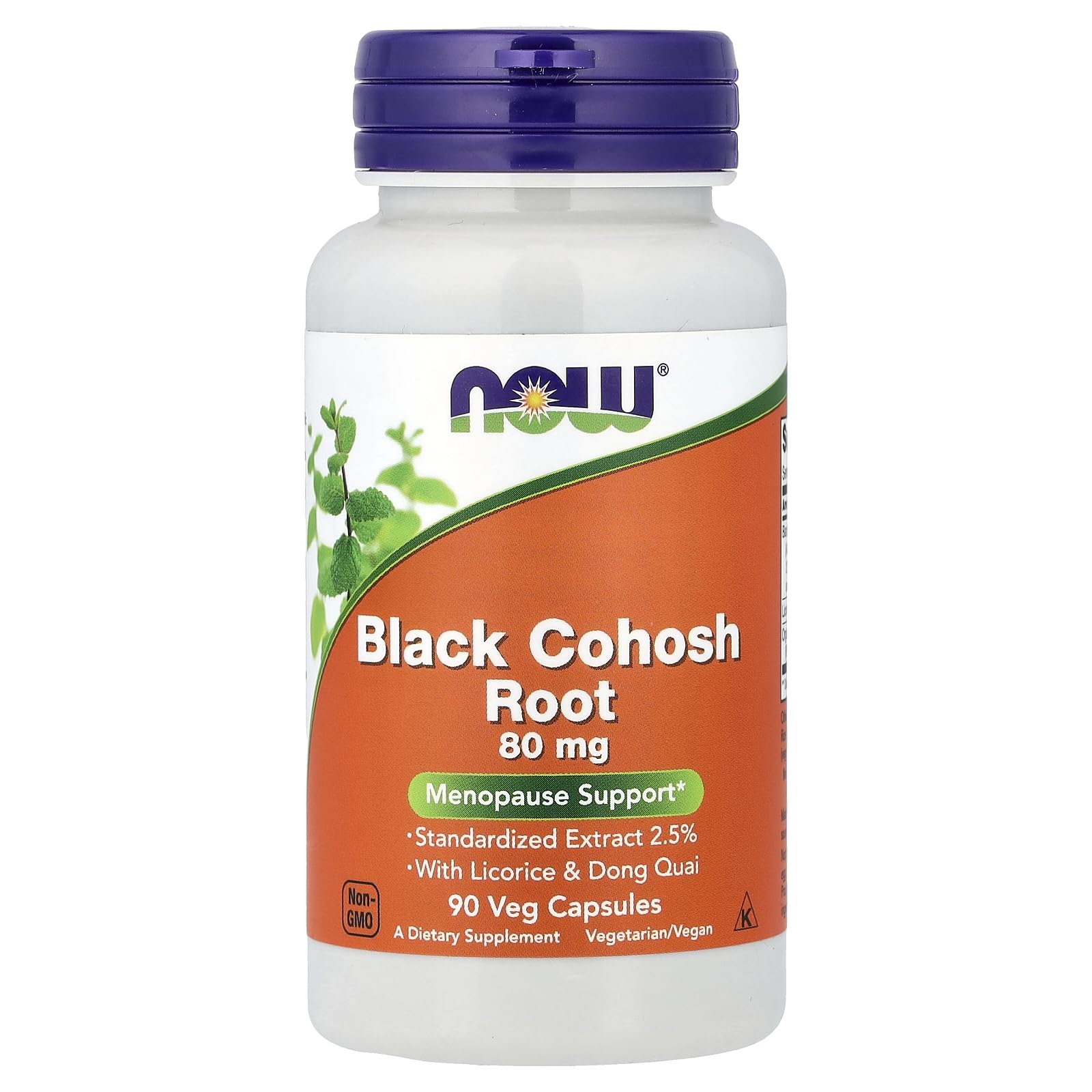 NOW Foods Black Cohosh 80 mg Capsule, 90 Count