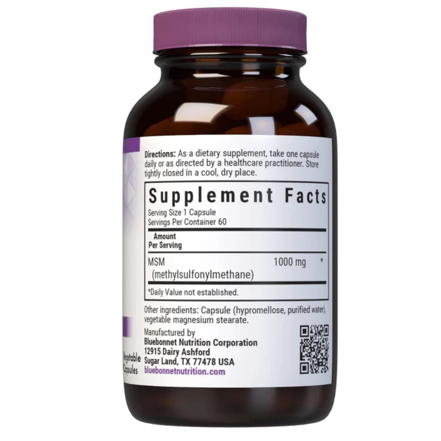 BlueBonnet MSM 1000mg Methylsulfonylmethane Sulfur Supplement - 60 Capsules