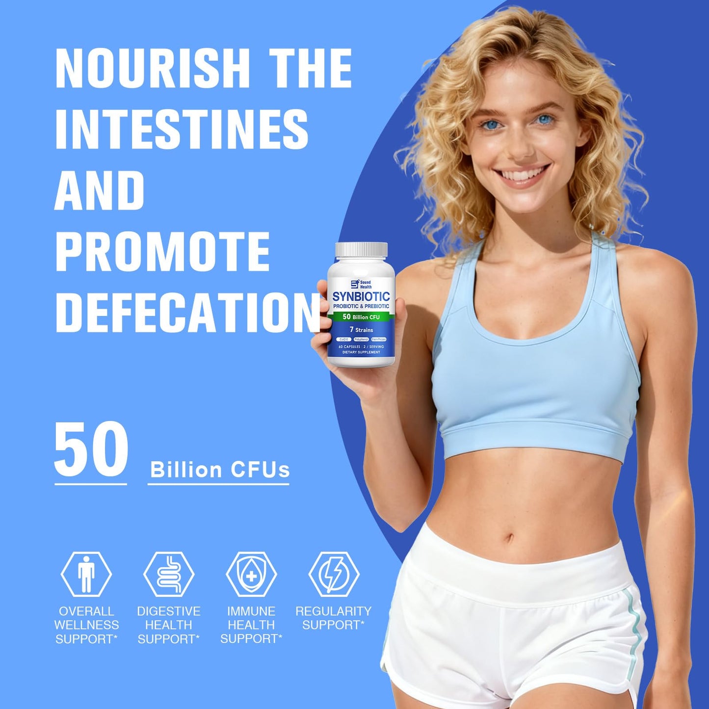 Sound Health Bloom Probiotics 60 Billion CFUs 10 Strains, 60 Capsules