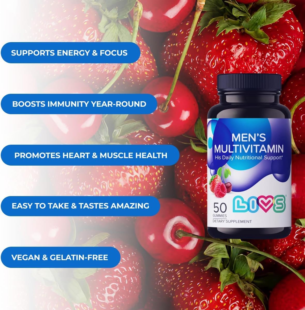 LIVS Men’s Multivitamin Gummies, 2-Pack, 100 Count