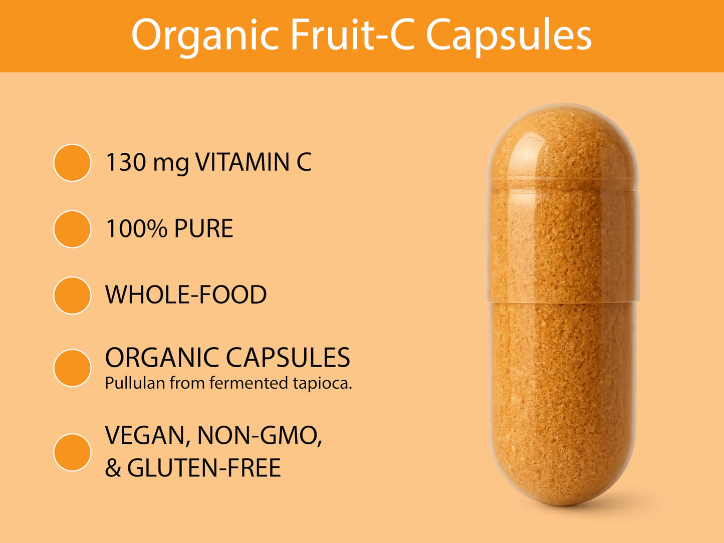 KOYAH Fruit-C Organic Vitamin C Capsules, 60 Capsules