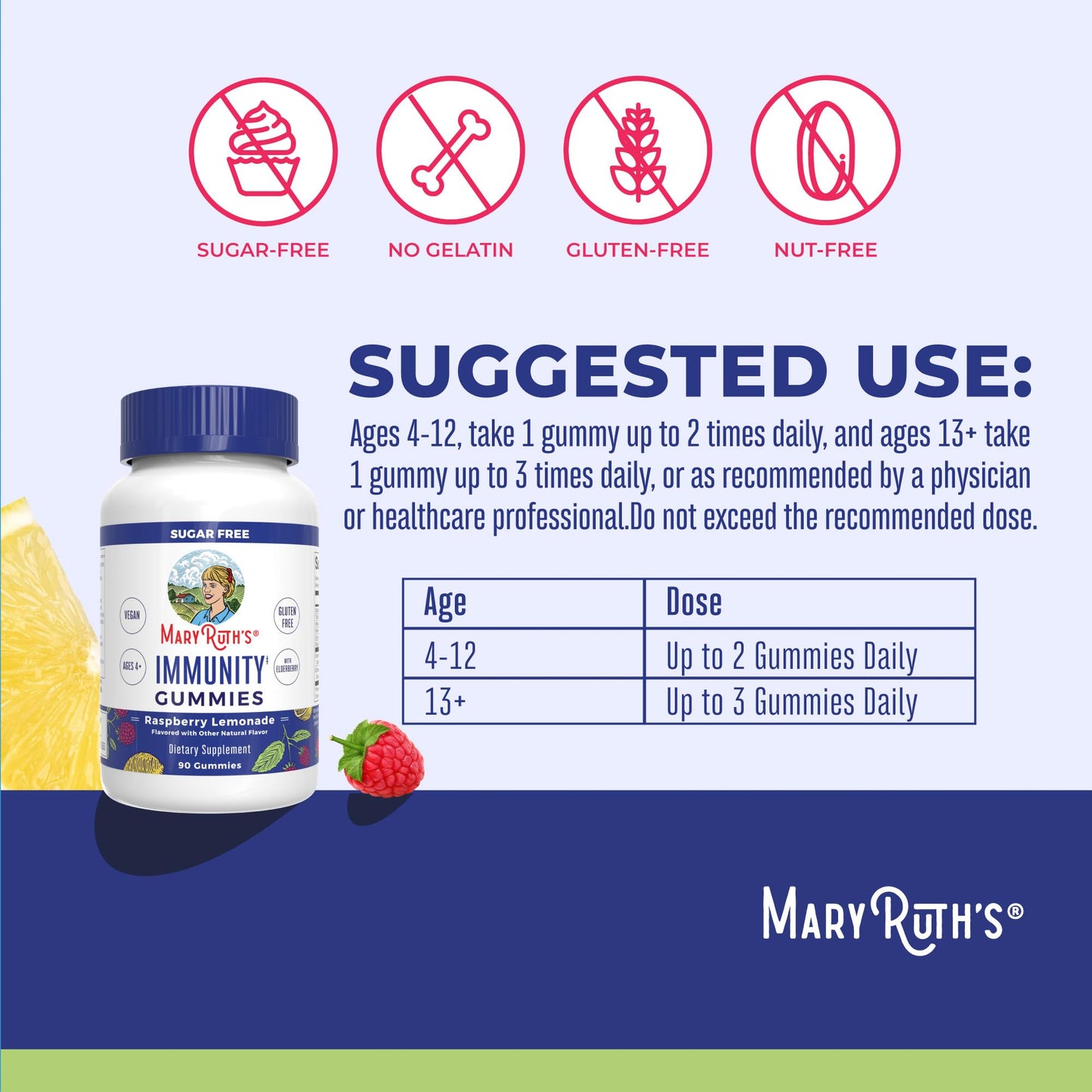 MARYRUTH'S Sugar Free Immunity Gummies 90 Count