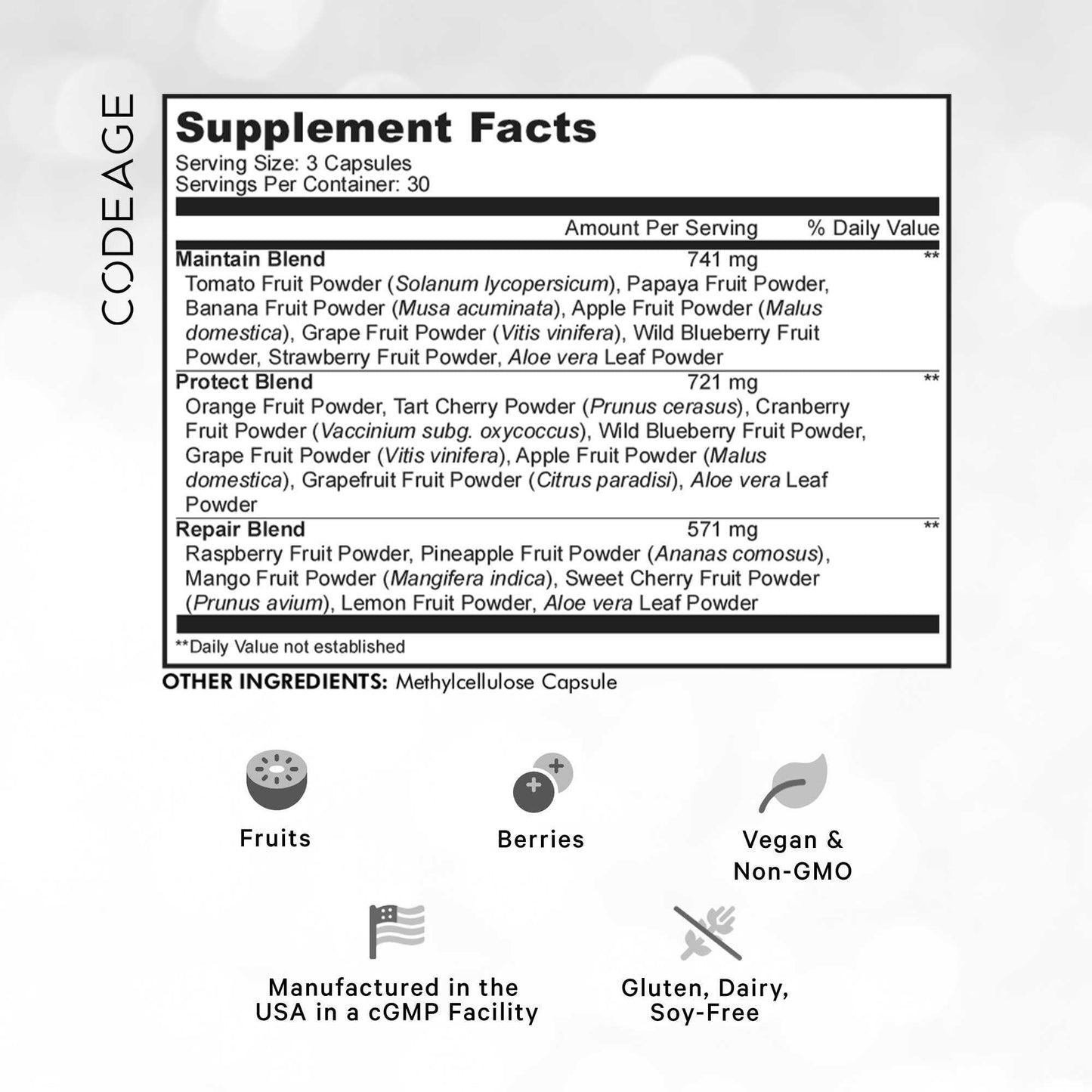 Codeage Instantfood Fast Fruits Capsules, 90 Count