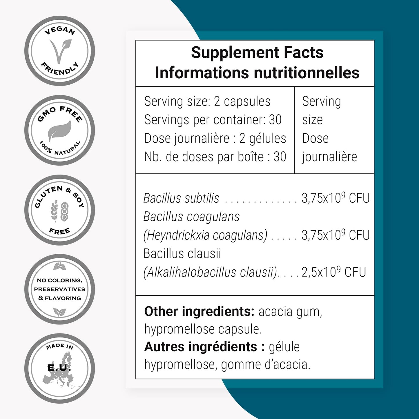 Supersmart SporesBiotics Formula (Advanced Complex) - 3-in-1 Spore-Based Probiotics with Bacillus Clausii, Subtilis, Coagulans, 60 Capsules