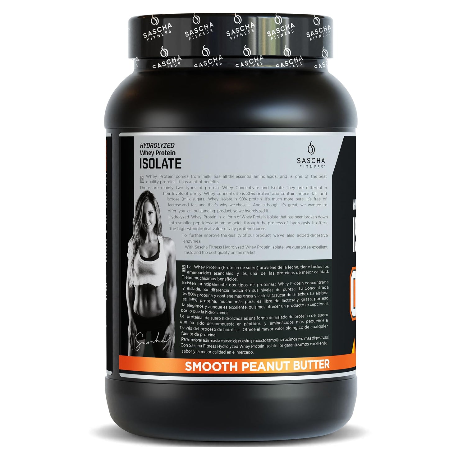 SASCHA FITNESS Hydrolyzed Whey Protein Isolate, 100% Grass-Fed Powder, Peanut Butter, 2.3 Pounds, 36.8 Servings