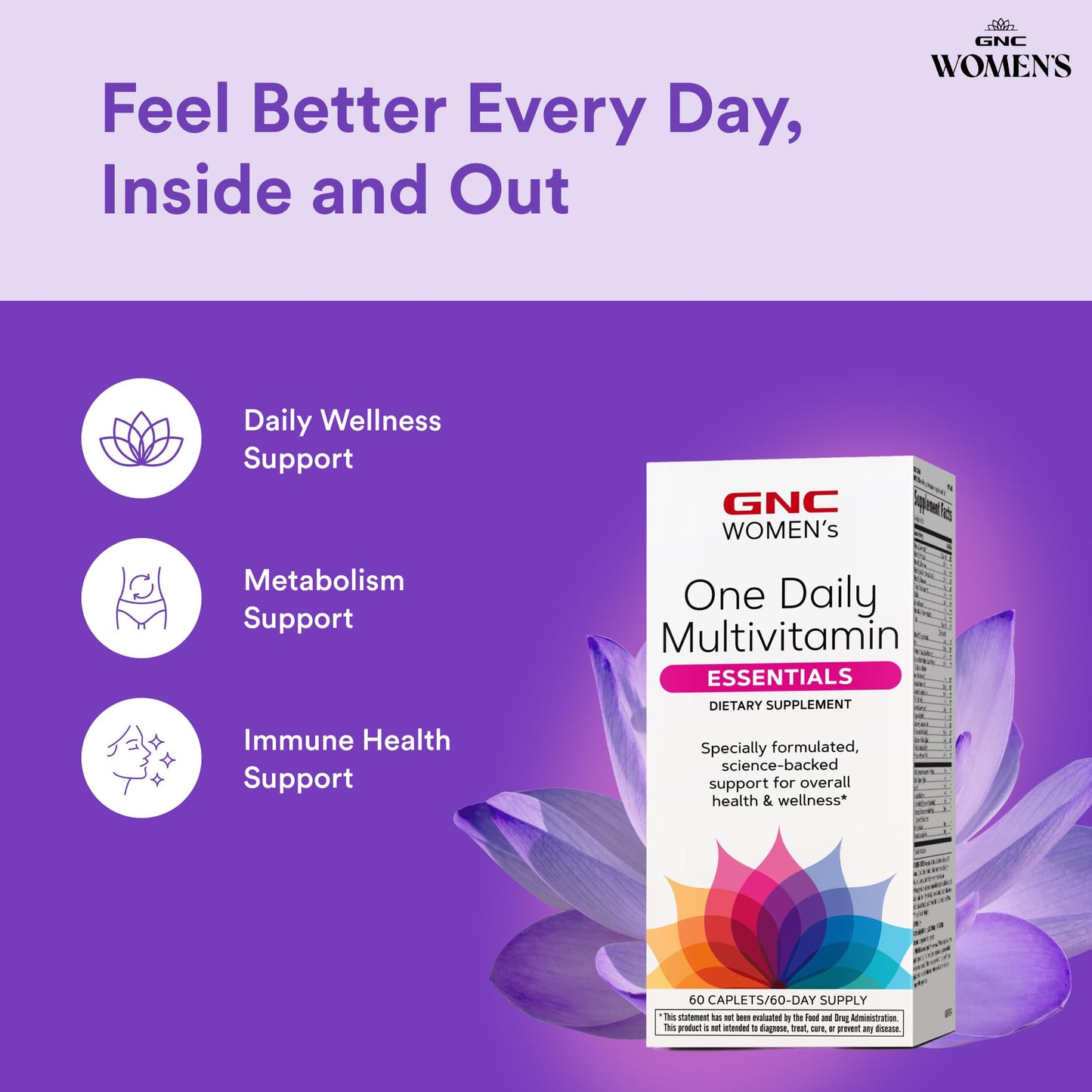 GNC Women's One Daily Multivitamin Essentials Caplets 60 Count