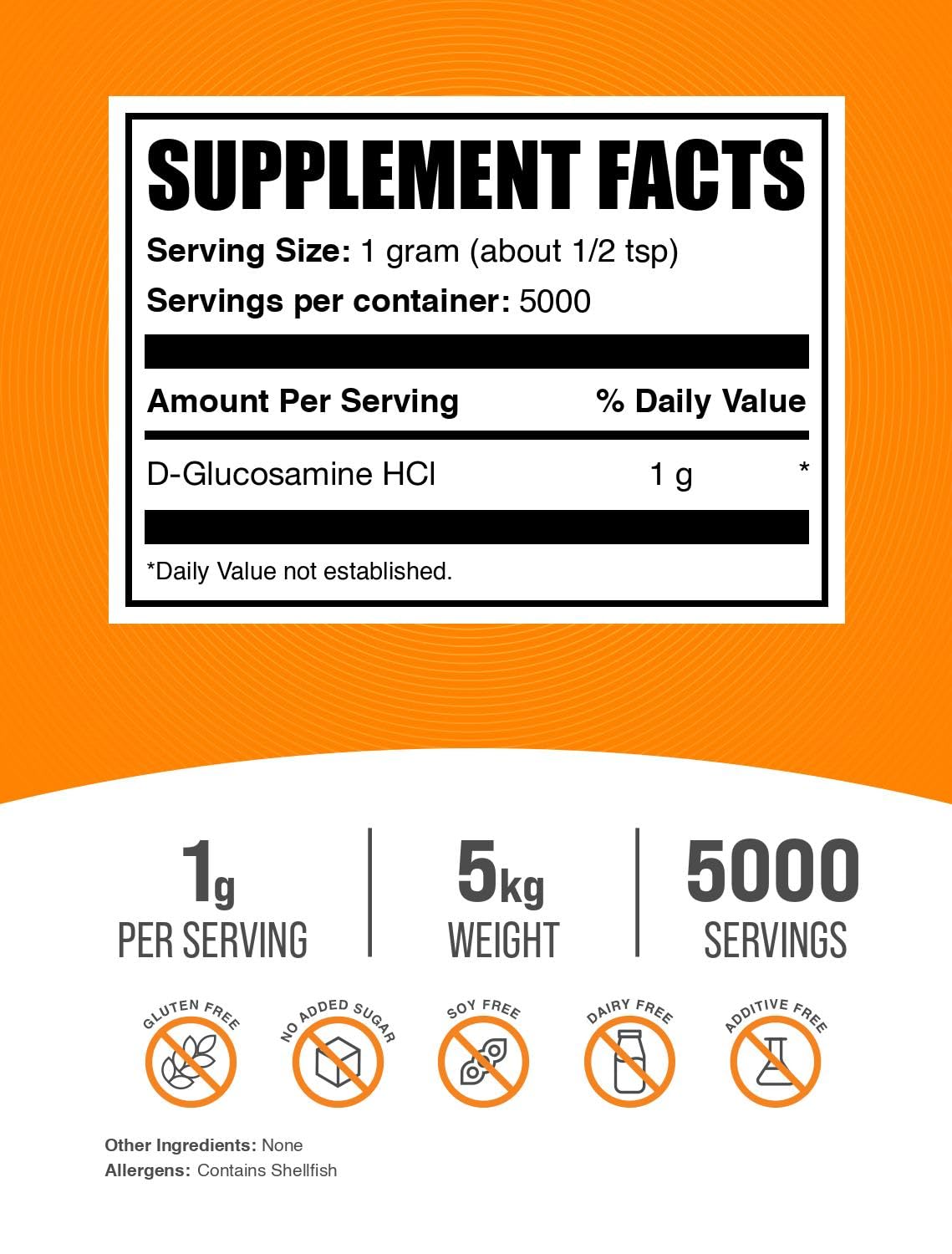 BulkSupplements Glucosamine HCl Powder 176.19