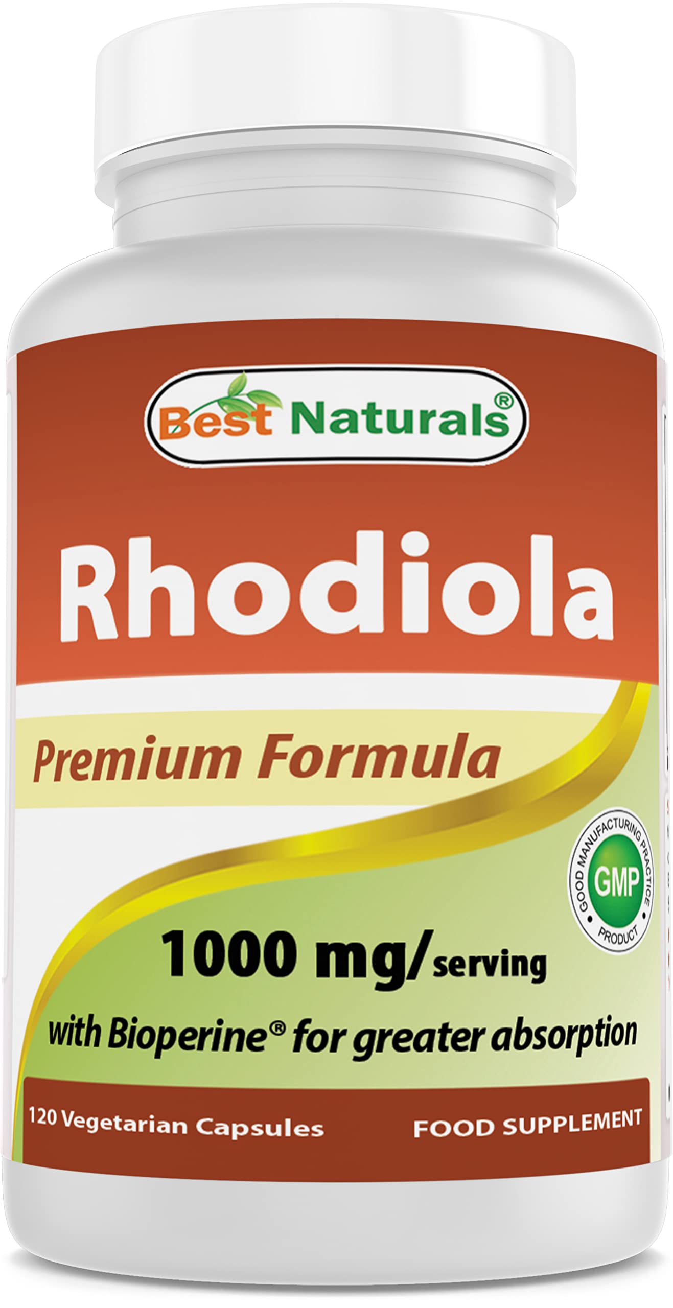 Best Naturals Rhodiola with Bioperine 1000mg Capsules, 120 Count