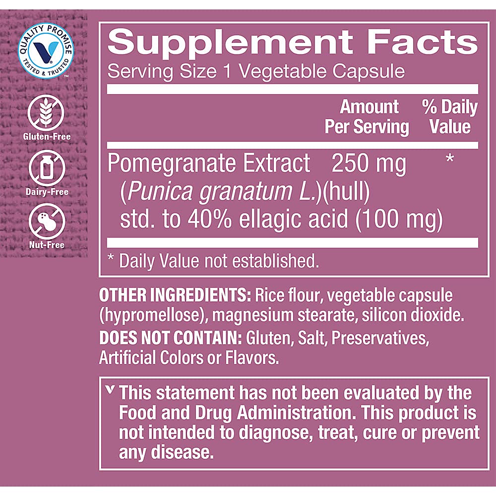 The Vitamin Shoppe Pomegranate Extract 250mg Vegetarian Capsules, 100 Count