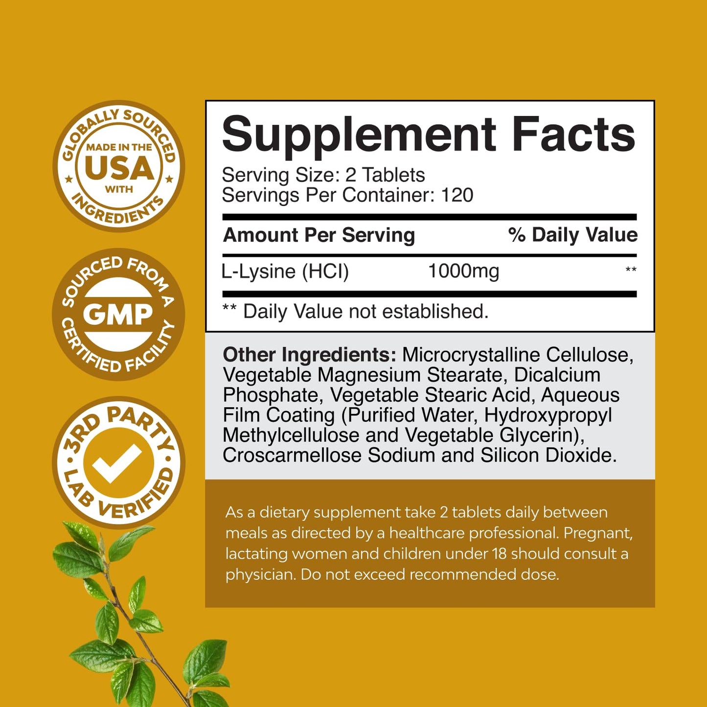 Natures Craft L Lysine 1000mg Tablet, 240 Count