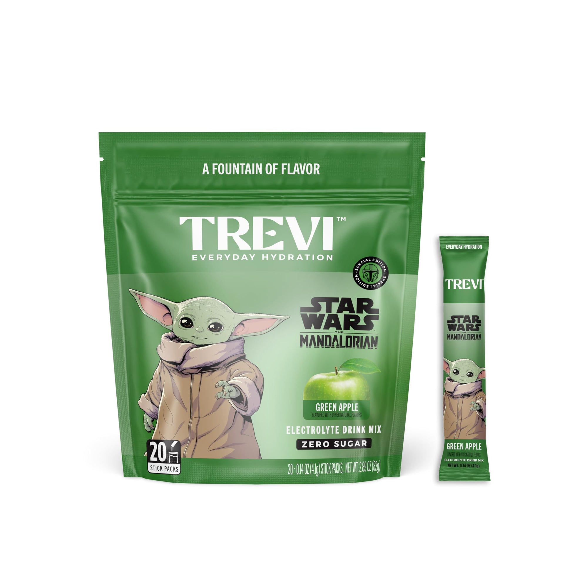 TREVI Electrolytes Powder Packets, Sugar Free Hydration Green Apple, Pack of 20
