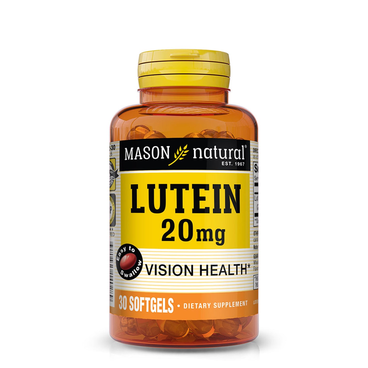 MASON NATURAL Lutein 20 mg with Vitamin E - Healthy Vision and Eye Function, Supports Eye Health 30 Softgels