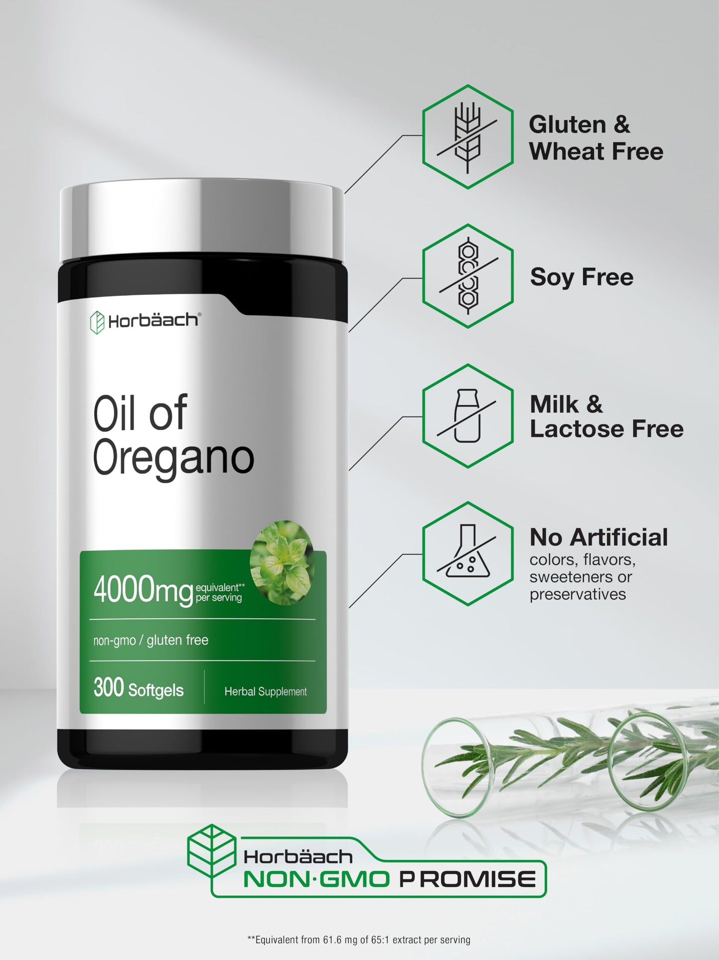Horbäach Oregano Oil Softgels 300 Count
