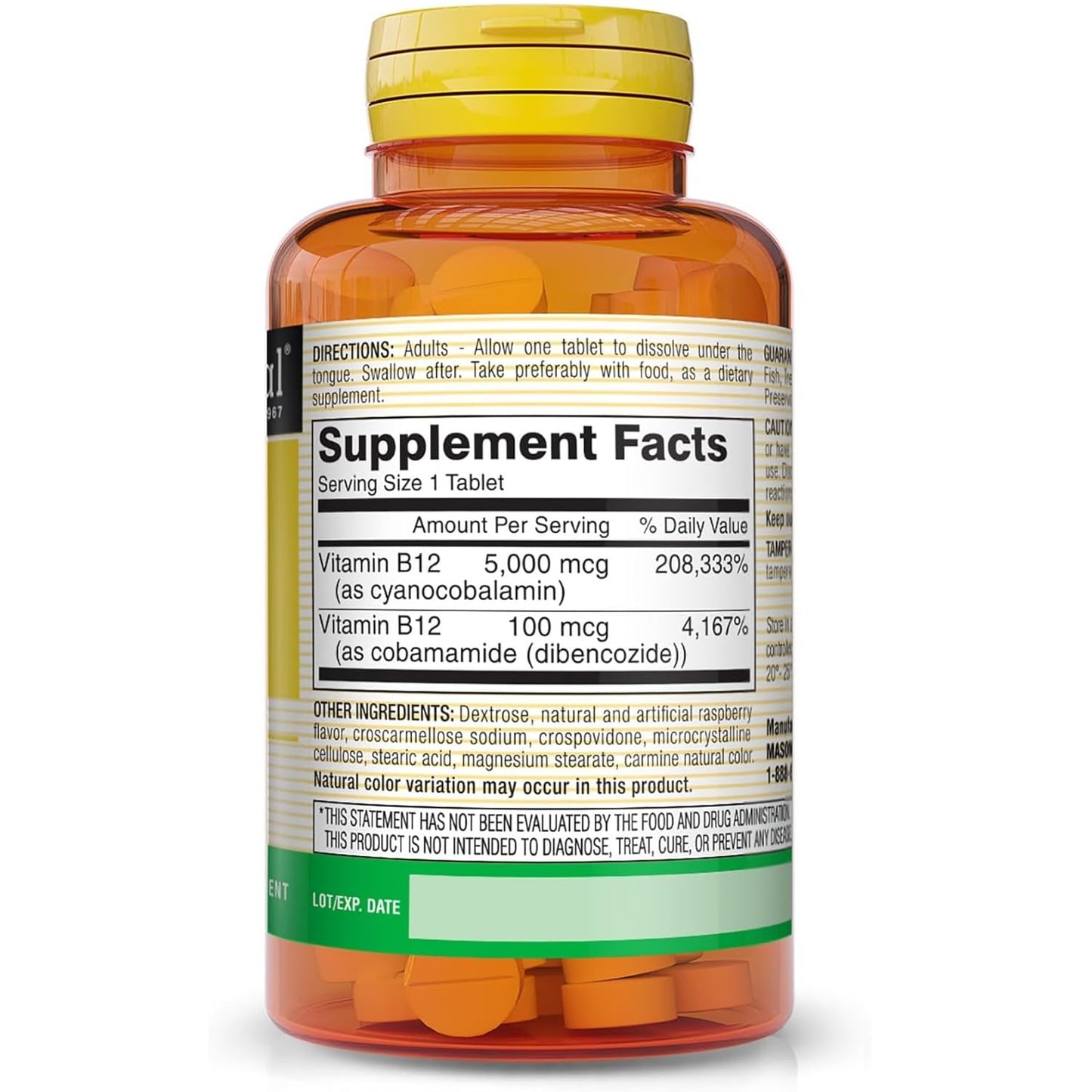 Mason Natural Vitamin B-12 5000 mcg, 60 Tablets