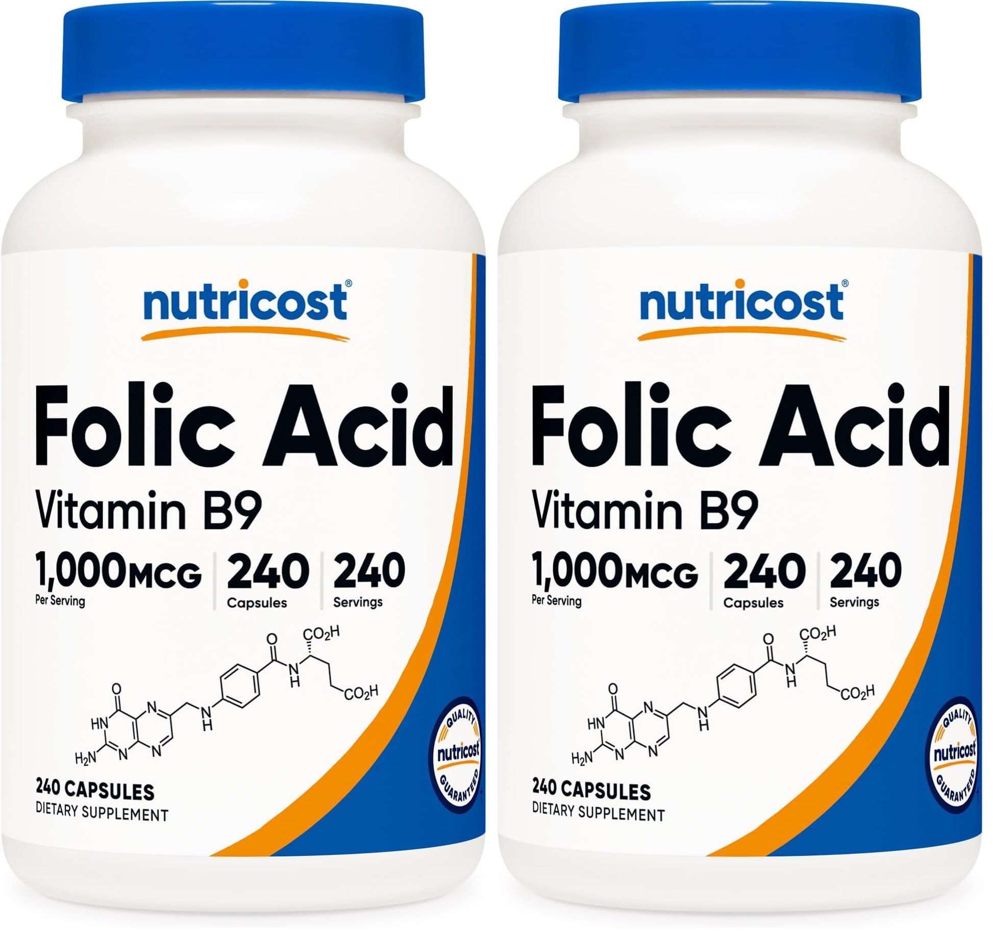 Nutricost Folic Acid (Vitamin B9) 1000 mcg Capsules 480