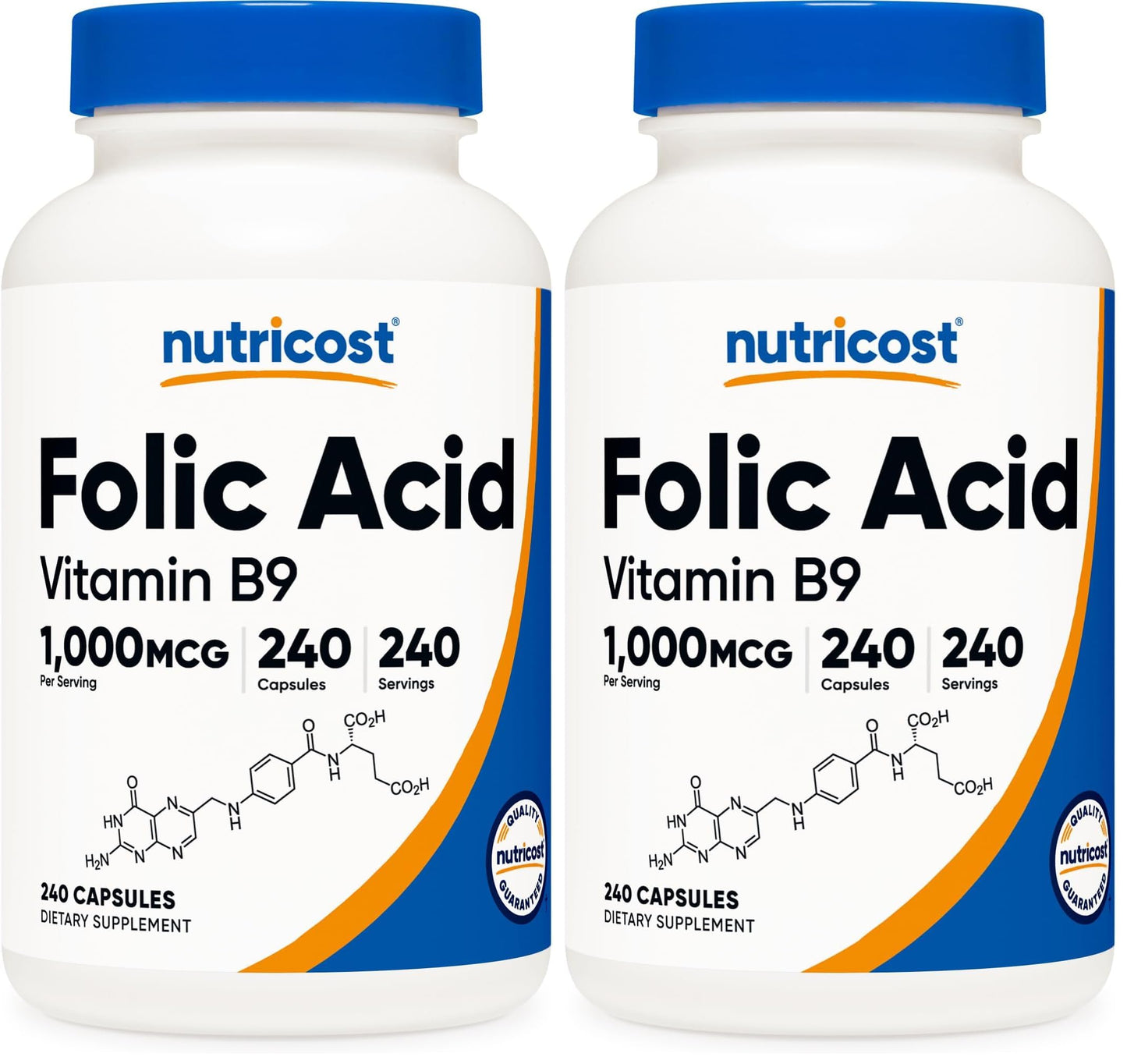 Nutricost Folic Acid (Vitamin B9) 1000 mcg Capsule, 480 Capsules
