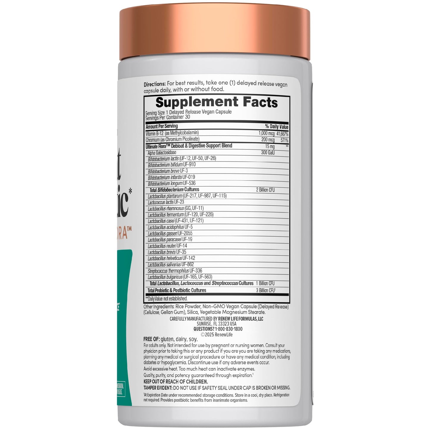 Renew Life Ultimate Flora Debloat Probiotic Capsule, 30 Count