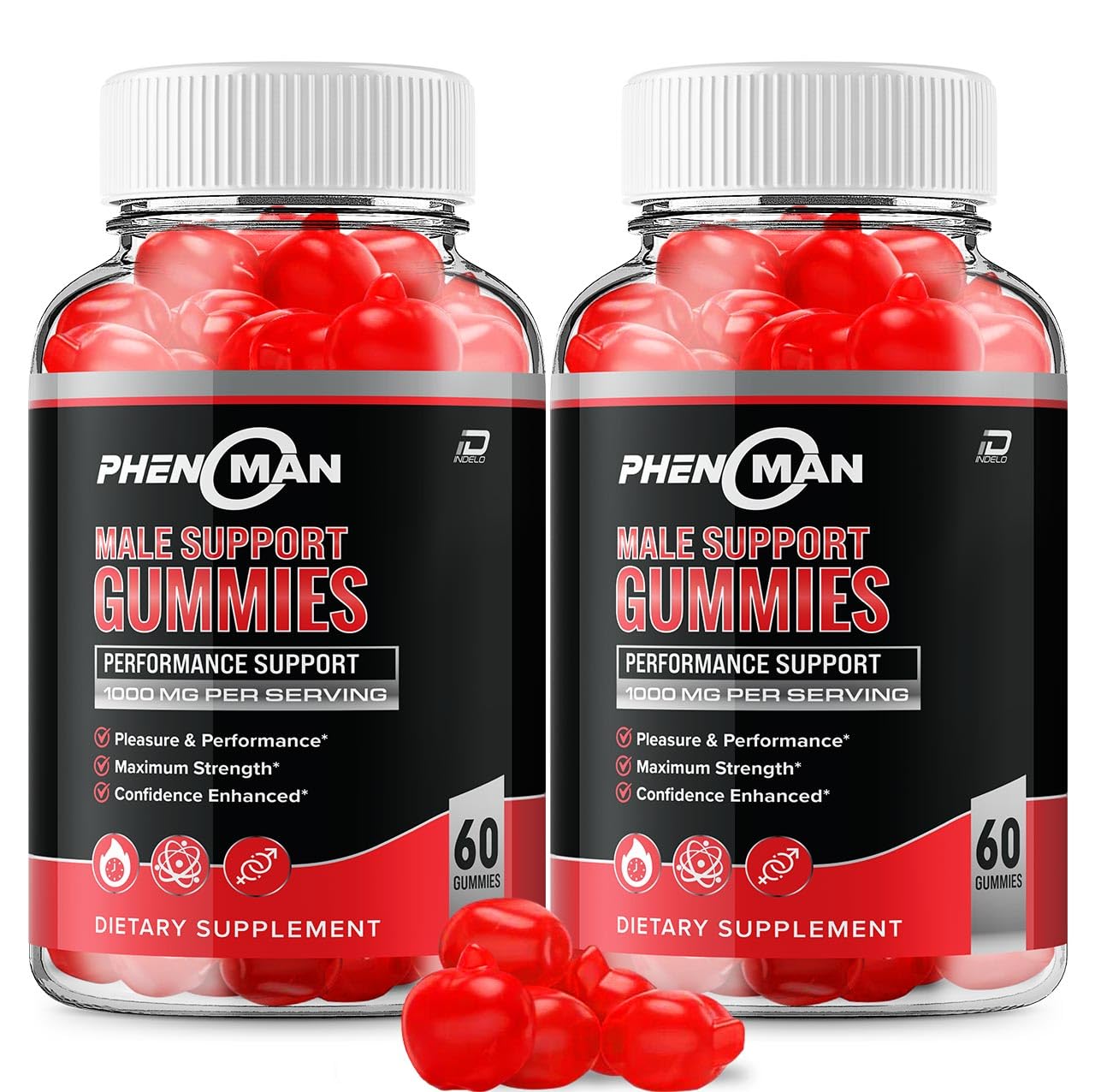 Indelo Phenoman for Men Gummies, Max Performance Advanced Formula, Extra Strength Natural Supplement for Muscle Growth & Overall Health Support, 120 Gummies