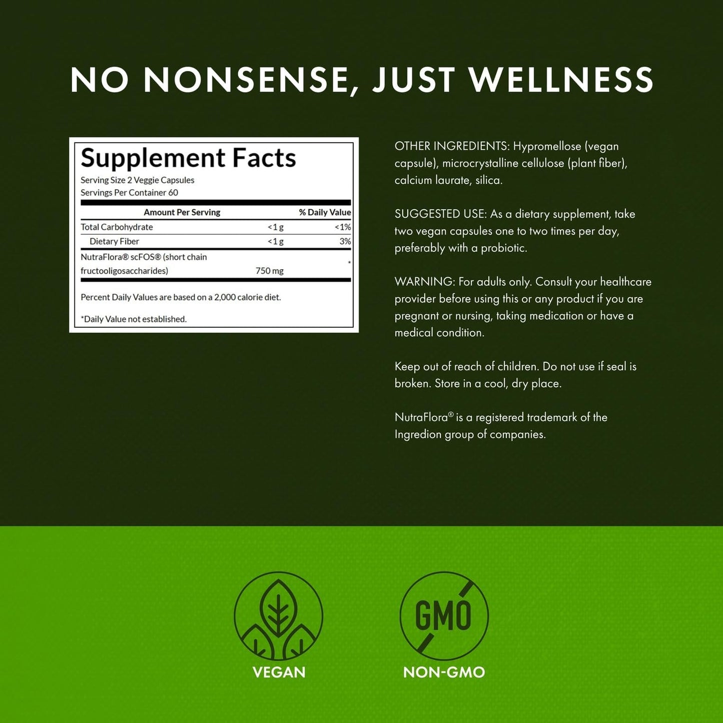 Swanson Prebiotic Fiber Capsules with NutraFlora FOS, 480 Capsules