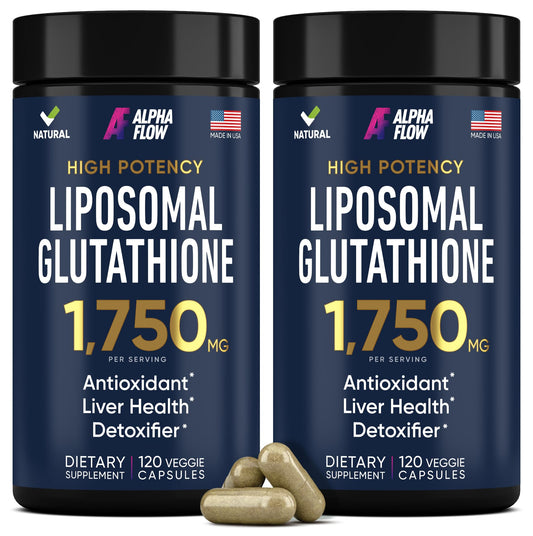 Alpha Flow Liposomal Glutathione 1100mg – High Absorption Glutathione Supplement with Vitamin C, ALA & Phospholipid Complex – Liver Function, Skin & Immune Support – 240 Capsules