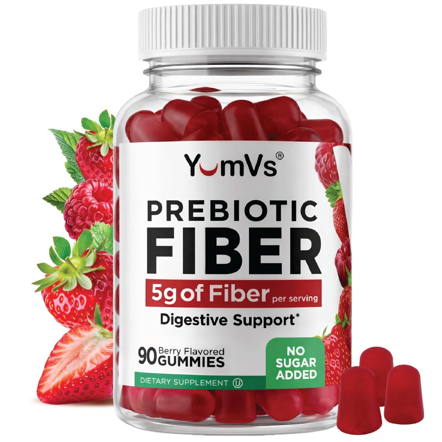 YUM-V'S Prebiotic Fiber Gummies for Adults & Kids, Gummy, 90 Count