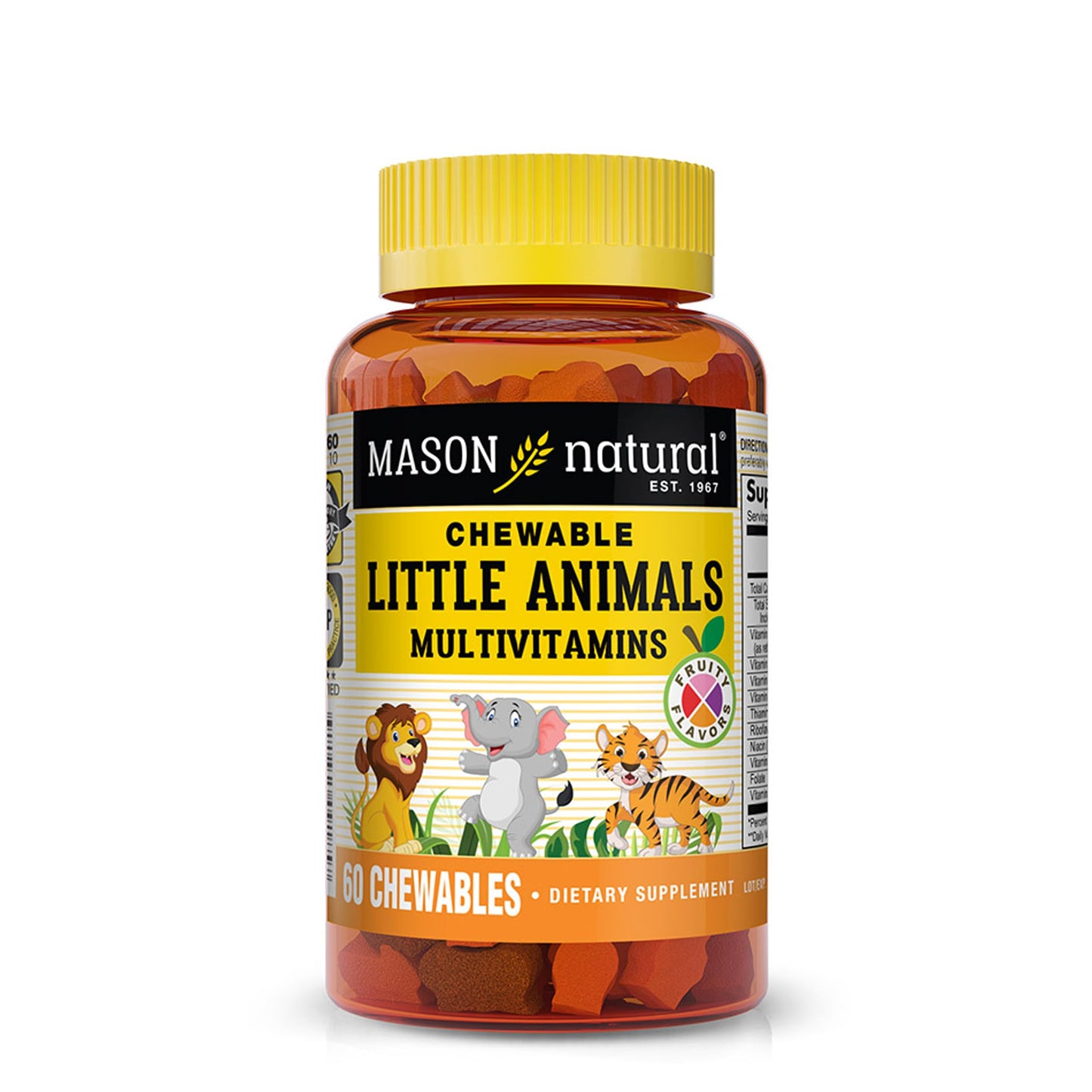 Mason Natural Little Animals Multivitamins for Kids Chewable Tablets, 60 Count