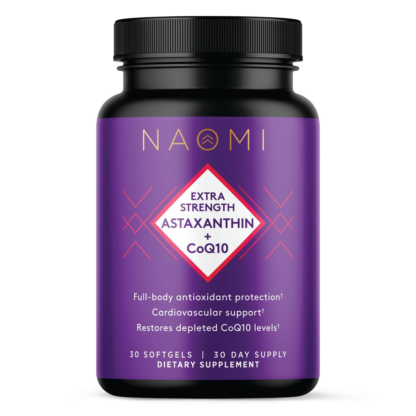 NAOMI Extra Strength Astaxanthin 12mg + CoQ10 200mg Softgels 30 Count