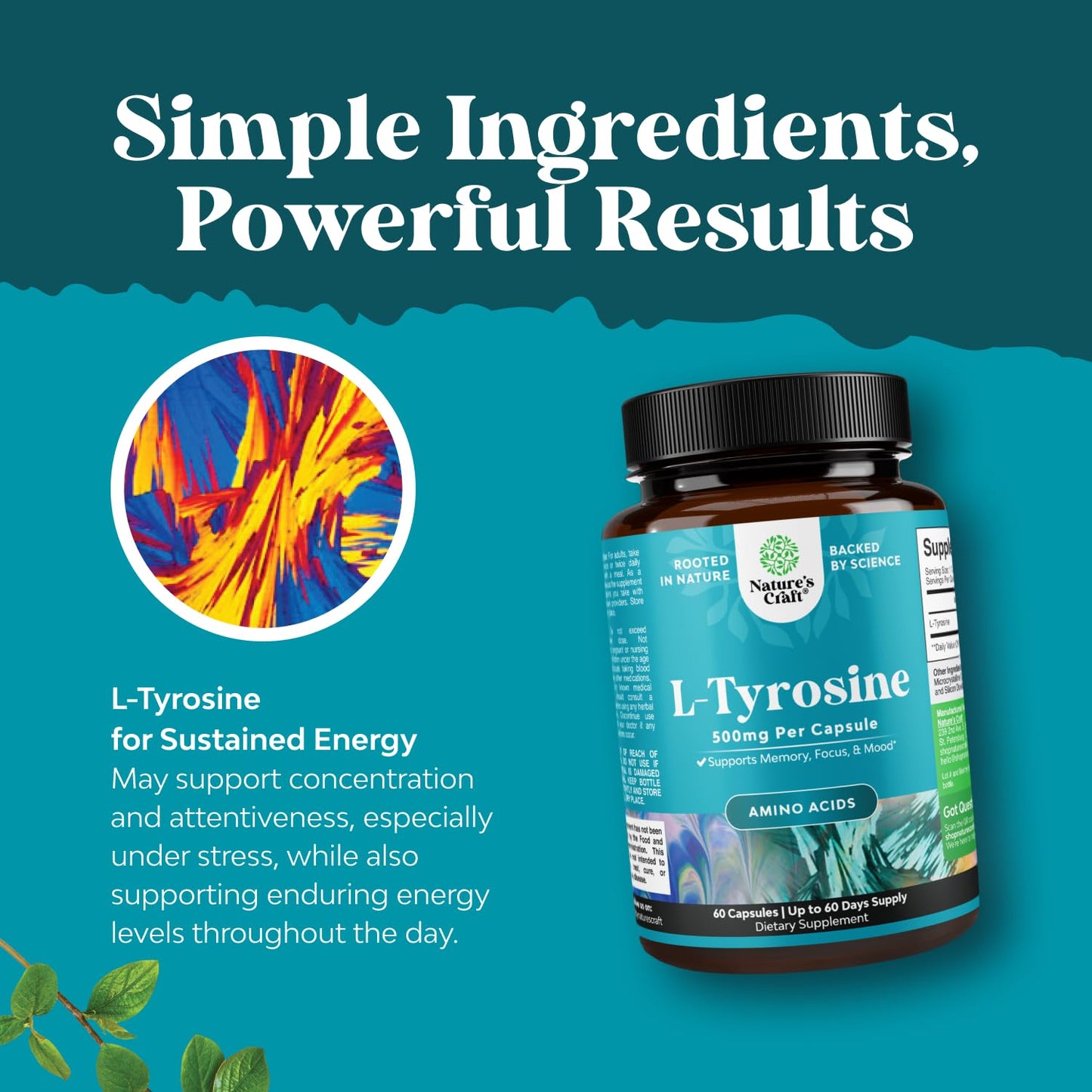 Natures Craft L-Tyrosine 500mg Capsules, 60 Count