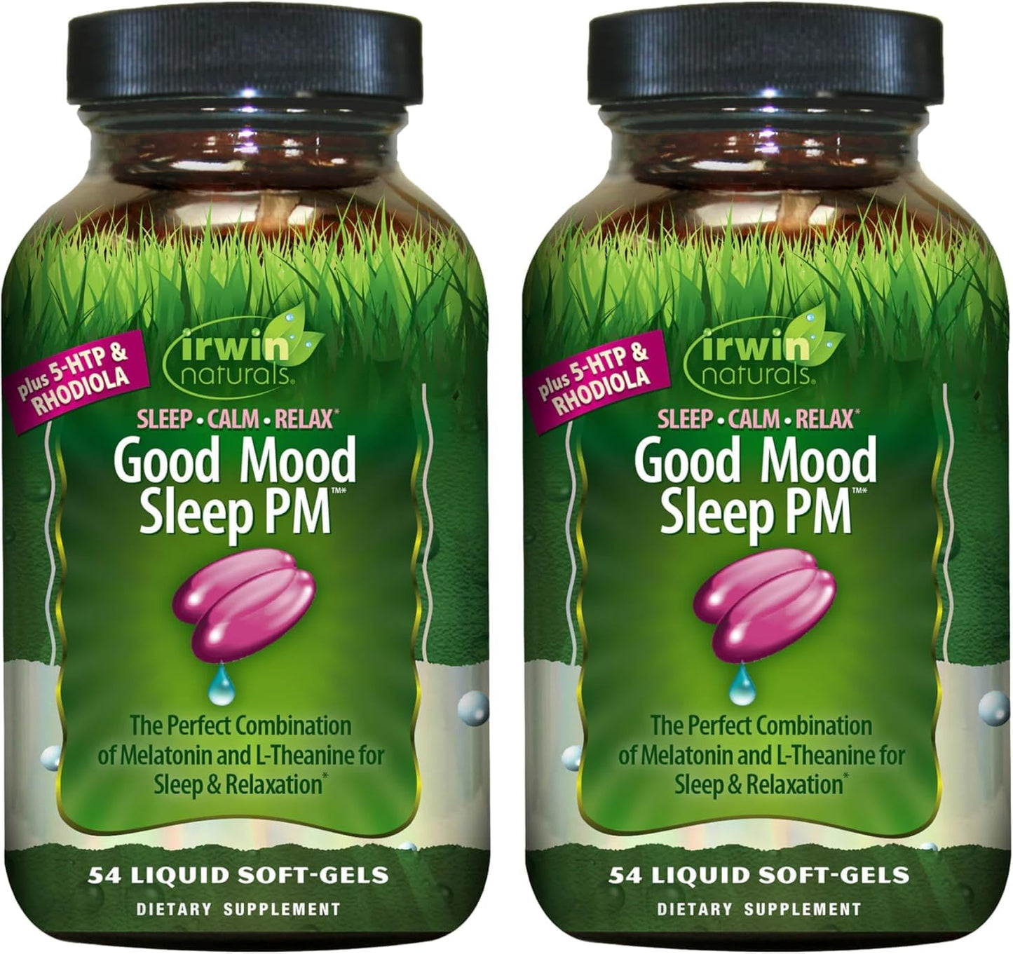 Irwin Naturals Good Mood Sleep PM – Melatonin, 5-HTP & Rhodiola with L-Theanine – Supports Sleep, Calm Mood & Relaxation – Nighttime Wellness Formula Softgels 108