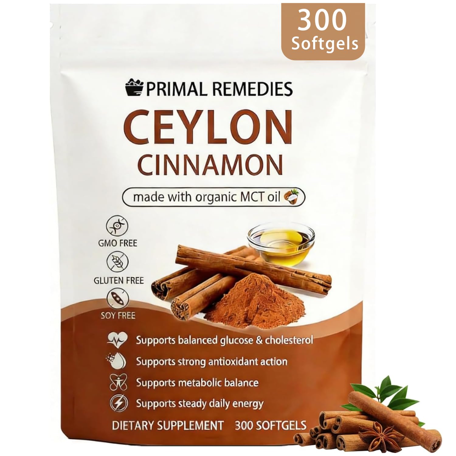 Belano Primal Remedies Ceylon Cinnamon Made with MCT Oil Softgels 300