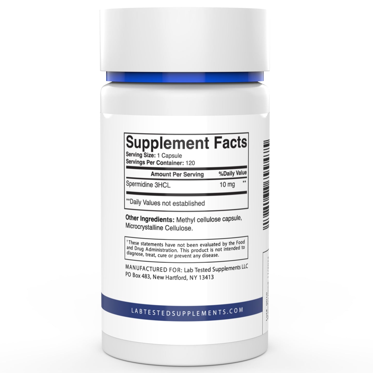 Lab Tested Supplements Spermidine 3HCL Supplement Capsules 120