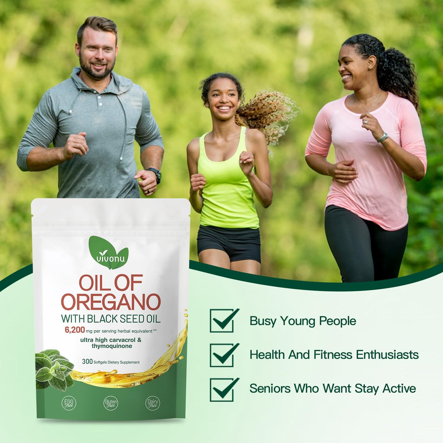 VivoNu Oil of Oregano with Black Seed Oil Capsules, 600 Count