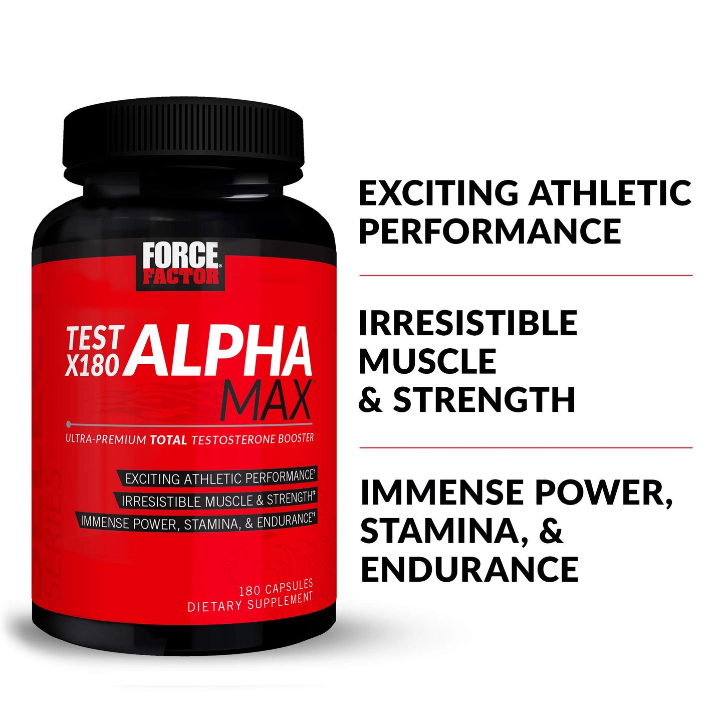 Force Factor Test X180 Alpha Max Total Testosterone & Nitric Oxide Booster 180 Capsules