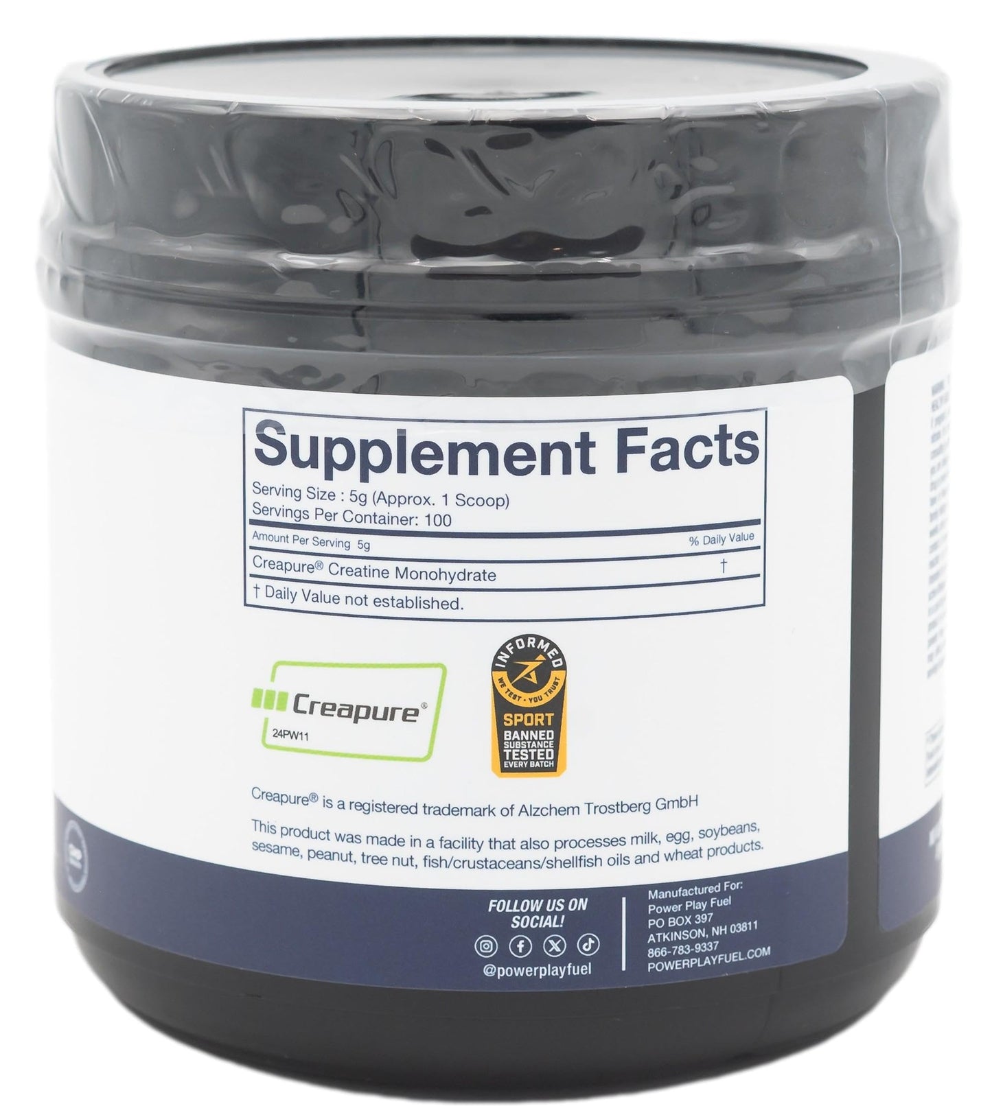 POWER PLAY FUEL Creatine Monohydrate Powder 100 Servings
