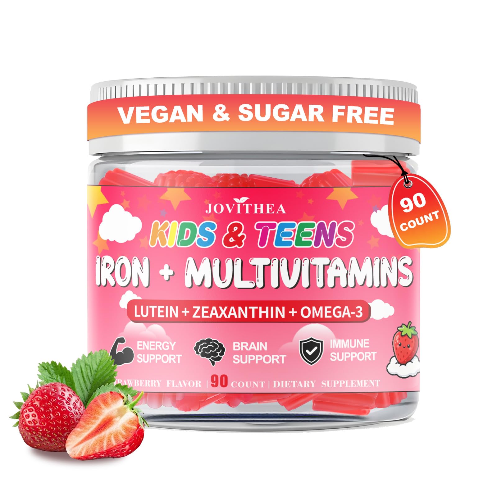 JOVITHEA Iron Gummies for Kids 90 Count