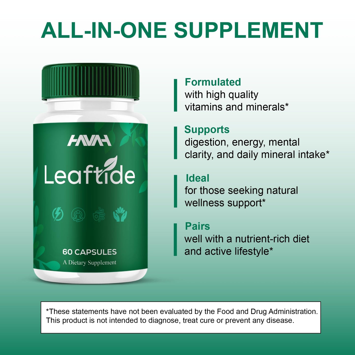 Havah Leaftide Capsules Daily Wellness Supplement Capsule 300 Capsules