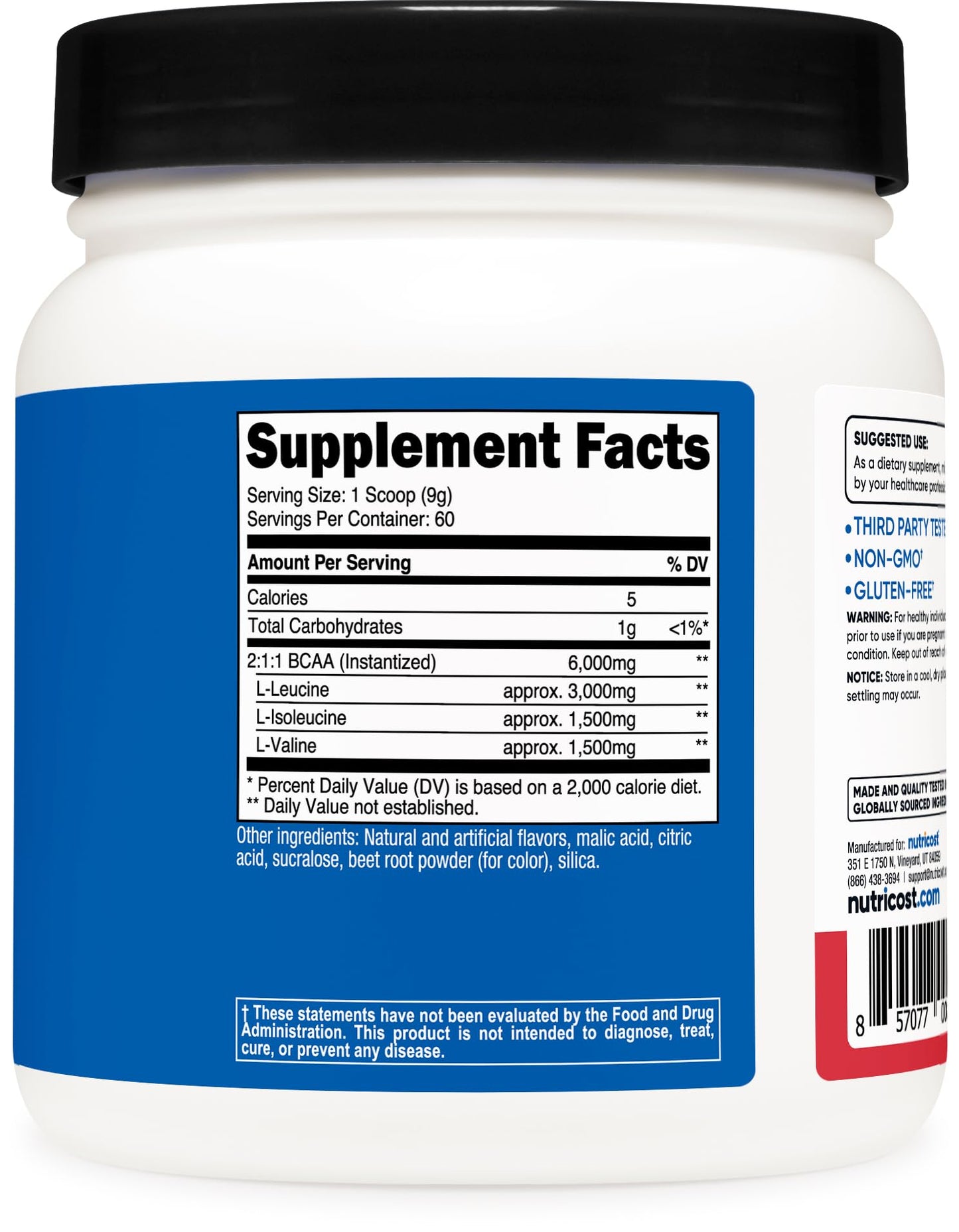 Nutricost BCAA Powder (Strawberry Kiwi) 19 Servings