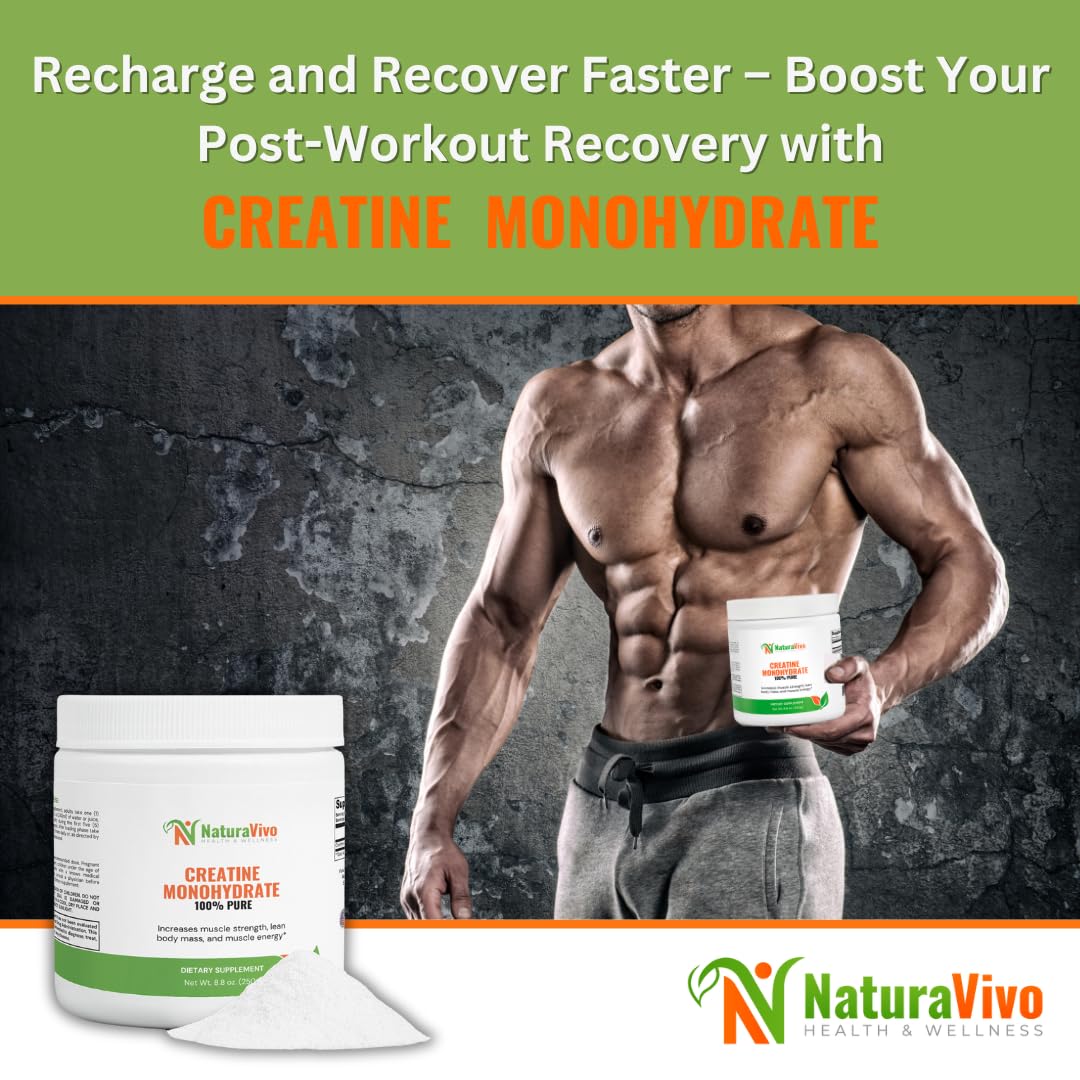 NaturaVivo Health & Wellness Creatine Monohydrate Powder 8.8 oz
