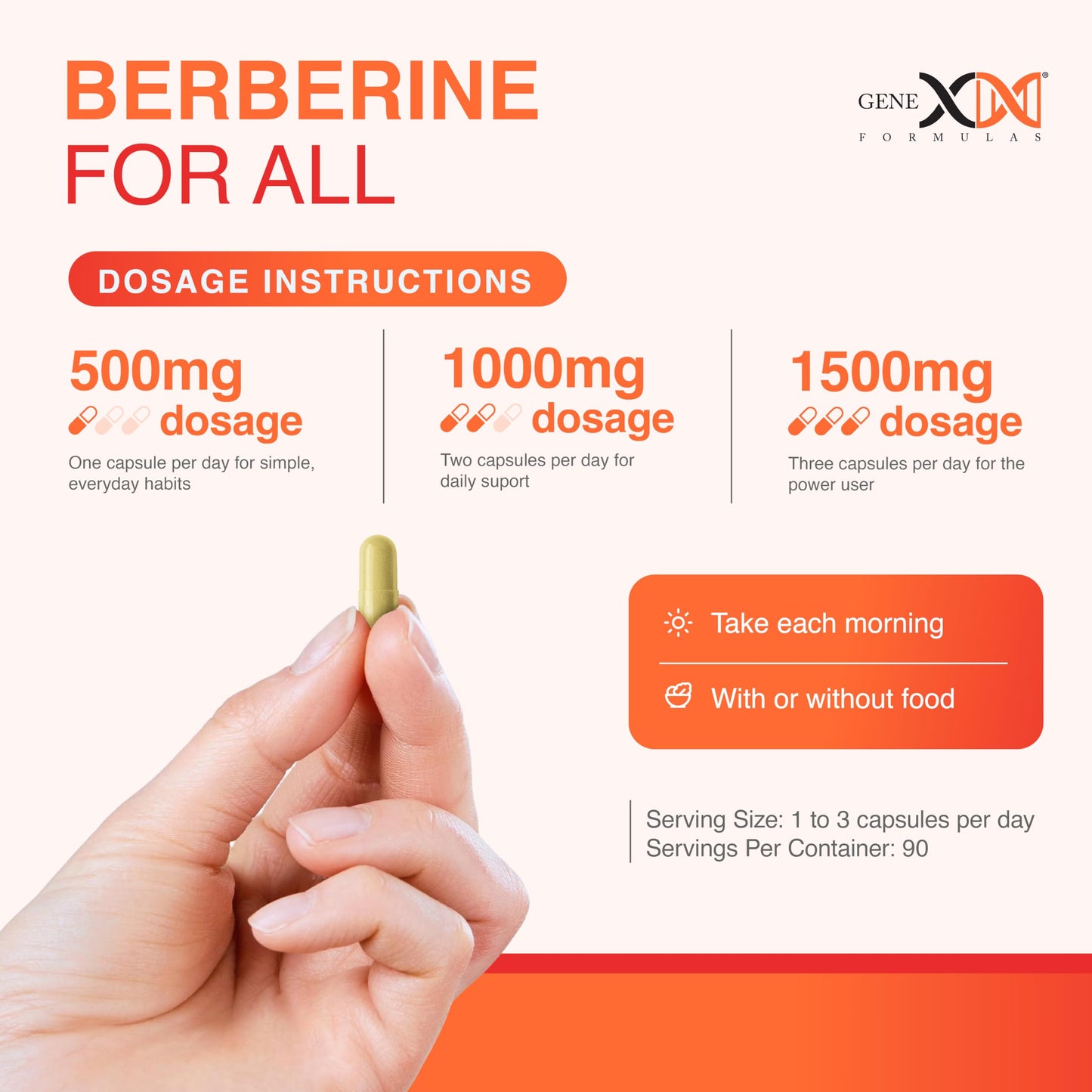 Genex Formulas Berberine HCl 500mg NSF Certified Supplement Capsule, 90 Count