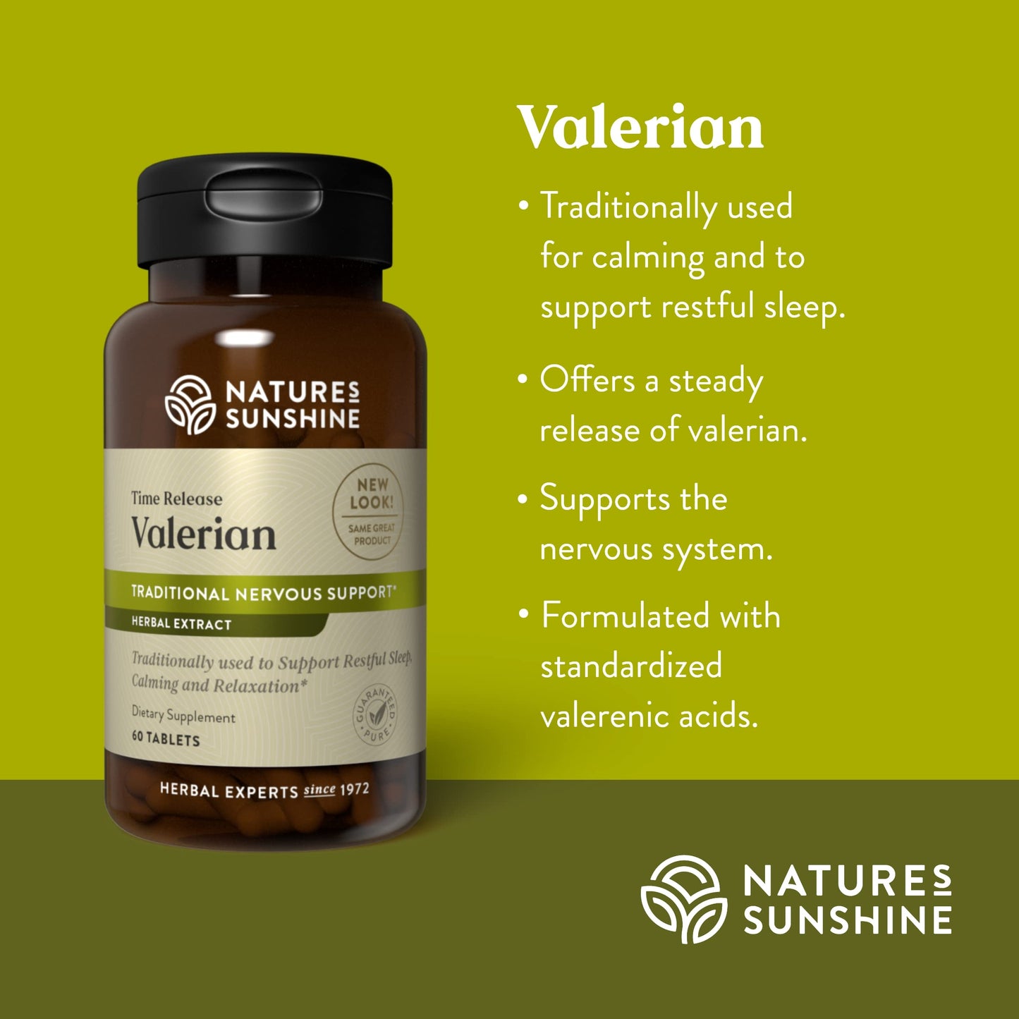 Nature's Sunshine Valerian Root Extract Time Release Capsules, 60 Count